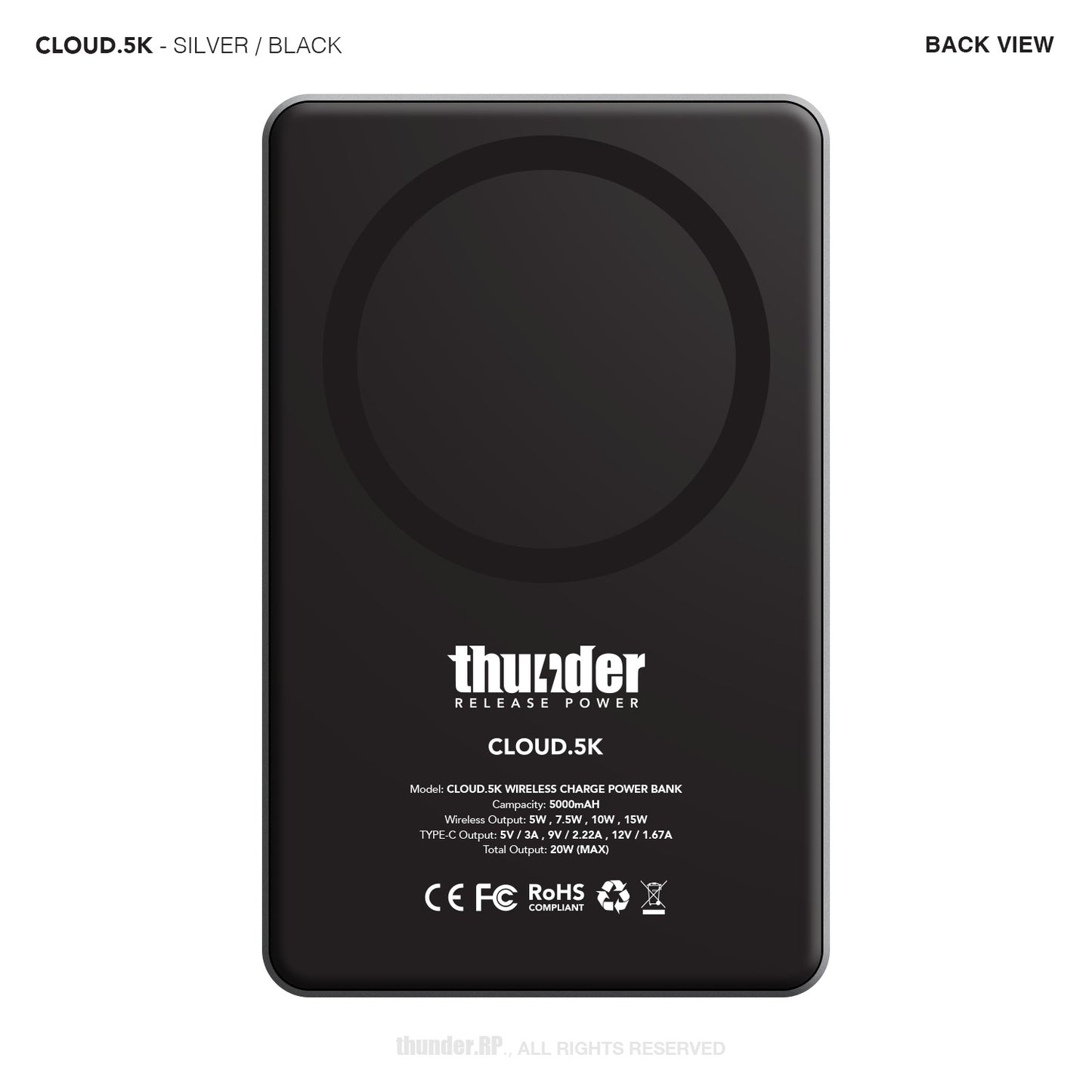 CLOUD.5K Wireless Charge Power Bank - 5000mAh