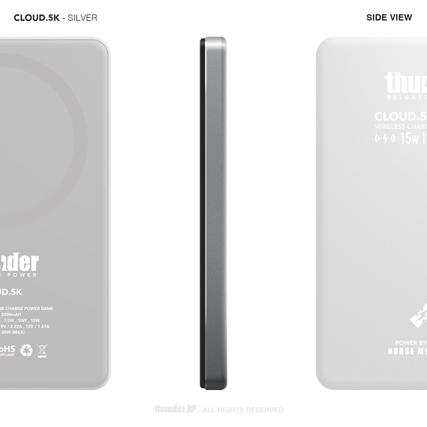 CLOUD.5K Wireless Charge Power Bank - 5000mAh