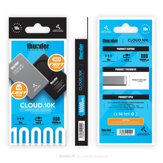 CLOUD.5K Wireless Charge Power Bank - 10000mAh